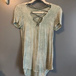 American Eagle Mint Criss Cross Top